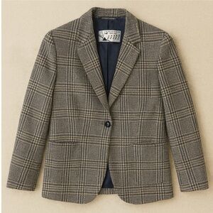 Maison Kitsuné Plaid Blazer Jacket Wool Sky Blue Gray Navy